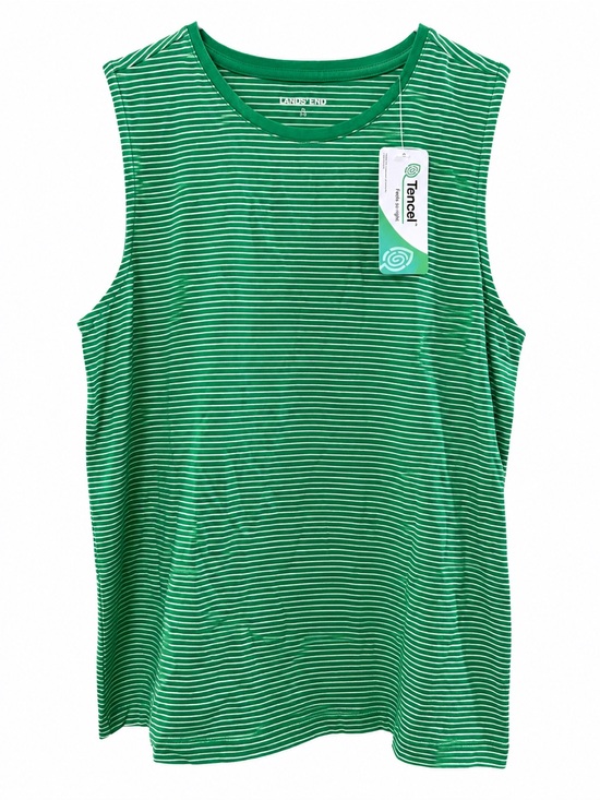 Lands' End Tops - NWT Lands' End Tencel Soft Knit Green Striped Sleeveless Tank Top M